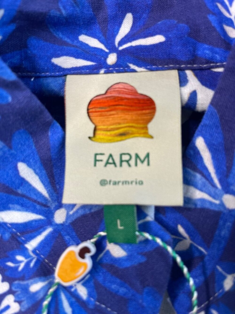 Farm Rio Flora Tapestry Off-White & Blue Maxi Dress SZ L Coastal Chic NWT - Picture 9 of 15